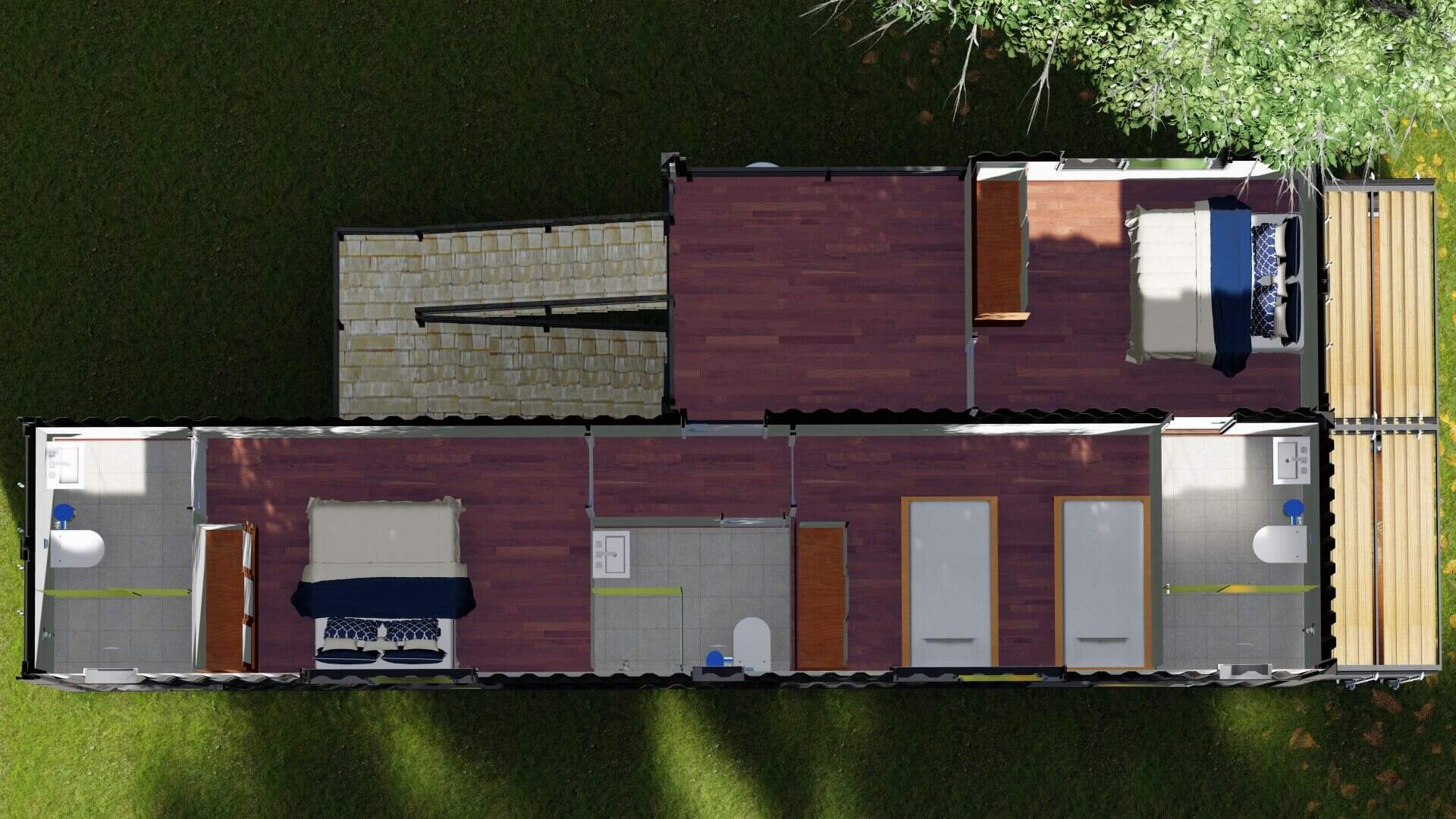 Casa Container 40 pés duplex - Planta Baixa piso superior